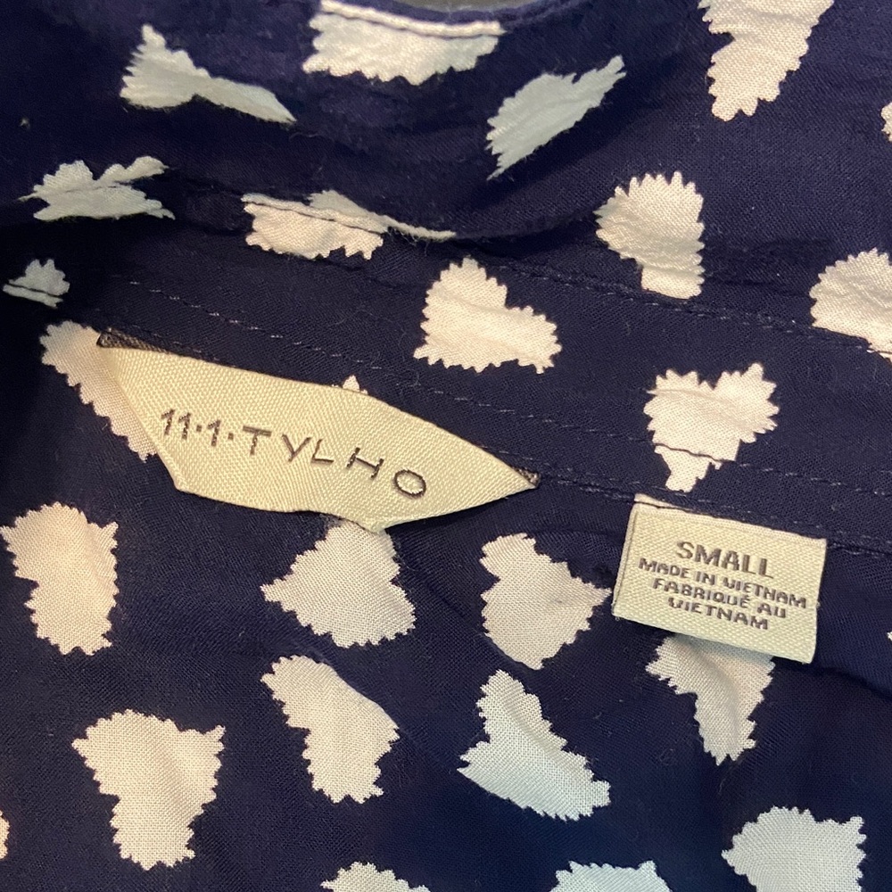 11 1 Tylho Anthopologie Larkin Heart Print Shirt Tunic Mini Dress Blouse Top S - Picture 12 of 12